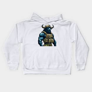 Tactical Minotaur Power Tee: Where Mythical Might Meets Modern Strength Kids Hoodie